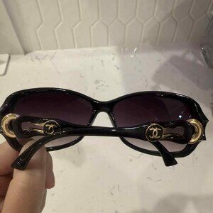 Chanel Ladies Black/Gold Sunglasses